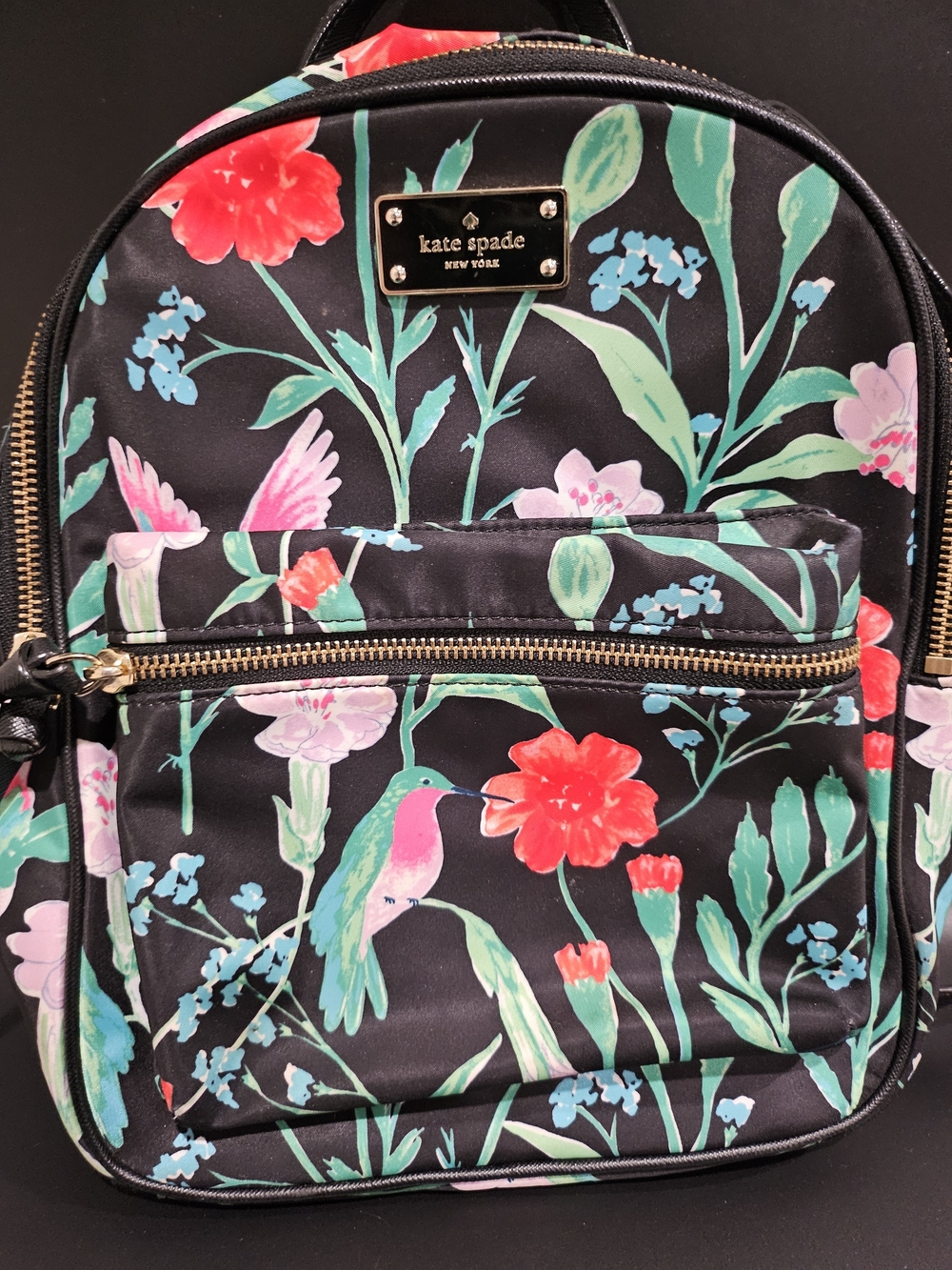 Kate Spade Hummingbird Backpack in Black & Green